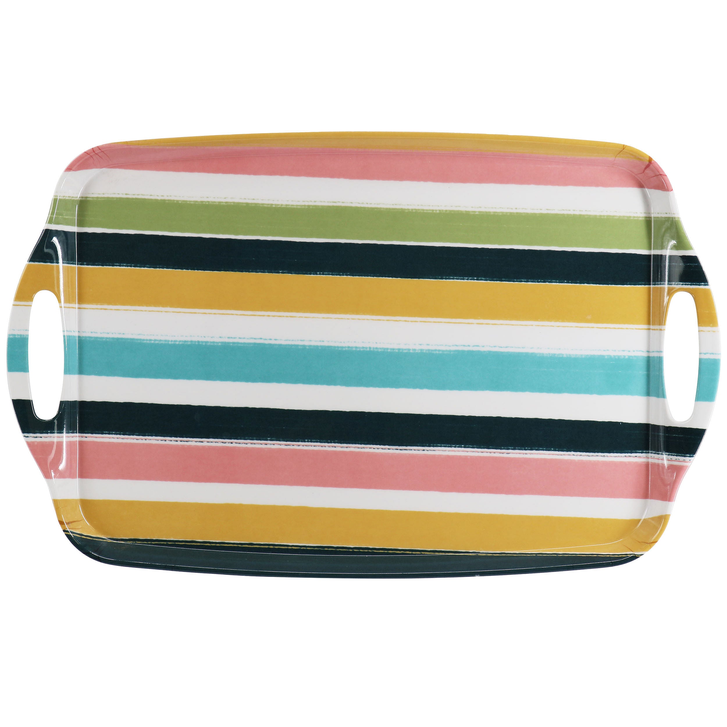 Gibson Home Tropical Sway Melamine 19 Inch Serving Tray in Multi Color Stripe - Free Shipping