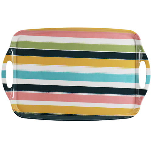 Gibson Home Tropical Sway Melamine 19 Inch Serving Tray in Multi Color Stripe - Free Shipping