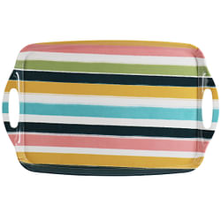 Gibson Home Tropical Sway Melamine 19 Inch Serving Tray in Multi Color Stripe - Free Shipping