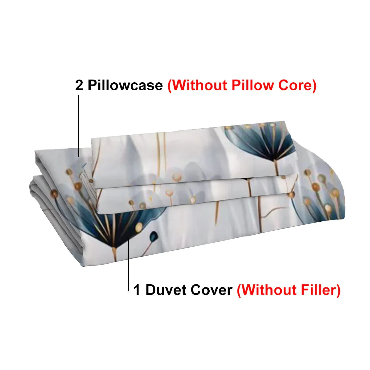 3-piece Set Of Simple And Fresh Blue And White Floral Duvet Cover, Polyester Bedroom Decoration Bedding Set Twin Full Queen King Size