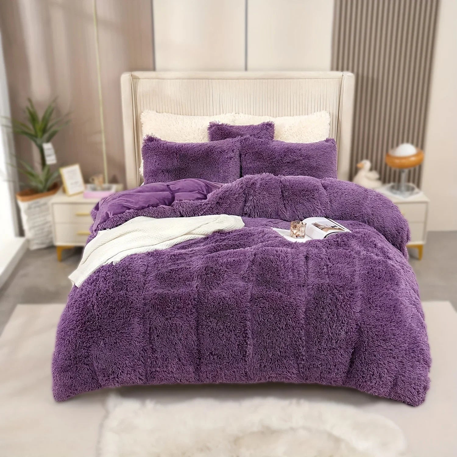4PCs Plush Duvet Cover Set Luxury Ultra Soft Velvet Duvet