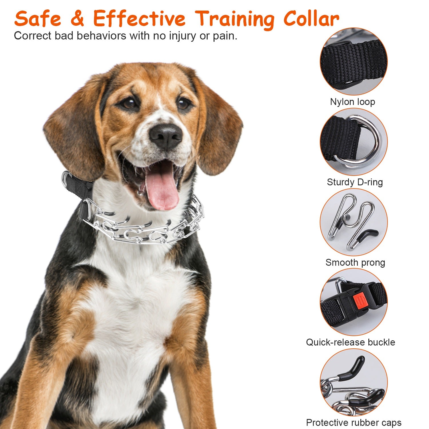 Adjustable Dog Choke Collar Training Chain Dog Necklace with Buckle for Small Medium Large Dogs