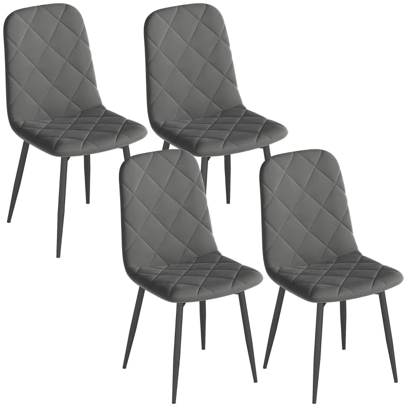 Dining Chairs Set of 4, Upholstered Dining Room Chairs with Steel Legs, Modern Kitchen Chair for Dining Room, Grey