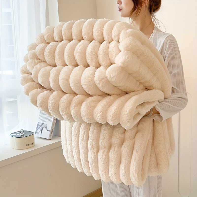 Soft Faux Rabbit Fur Luxurious Throw Blanket - Warm, Cozy