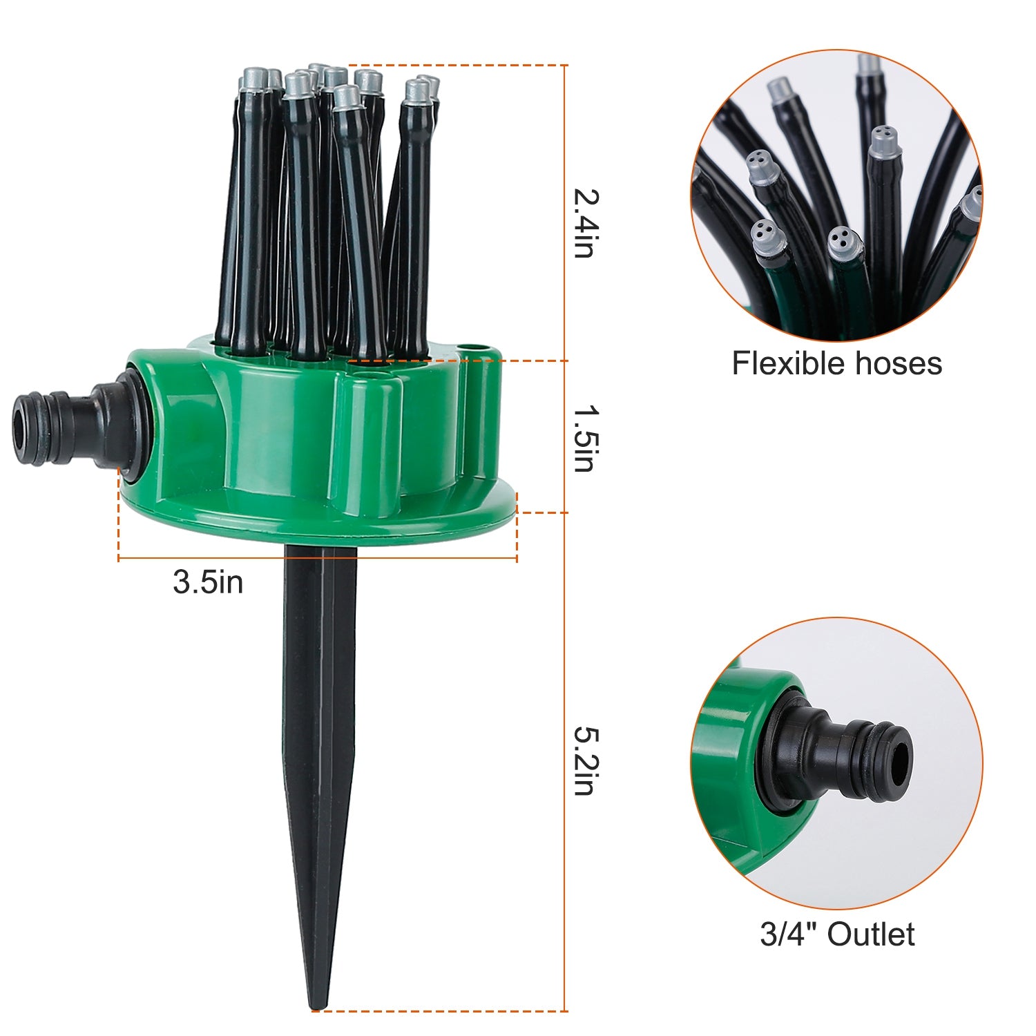 360° Flexible Lawn Sprinkler Automatic 12 Tubes Garden Water Irrigation Sprayers Garden Sprinkler