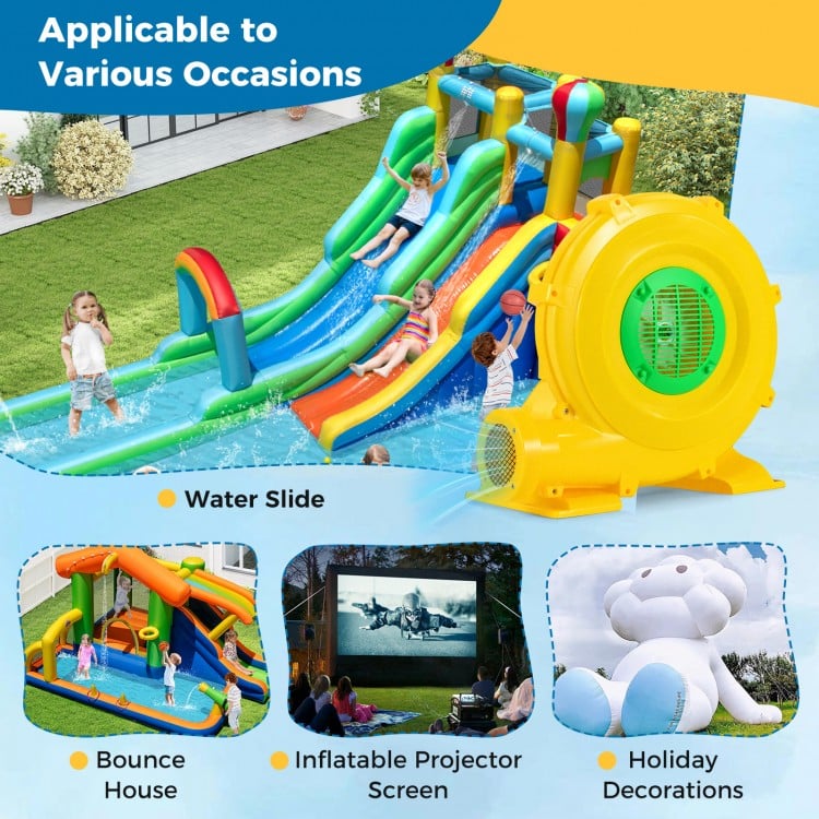 980W Bounce House Blower 1.31 HP Portable Air Pump Fan with Handle and Ground Stakes