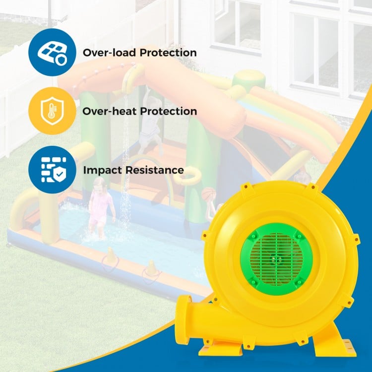 980W Bounce House Blower 1.31 HP Portable Air Pump Fan with Handle and Ground Stakes