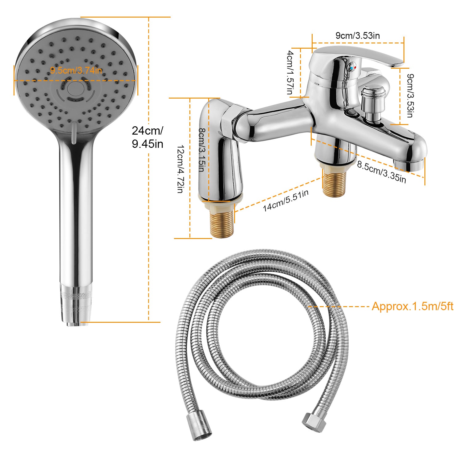 Bathroom Sink Faucet Mixer Tap with Handshower Sink Faucet Sprayers Hose Rinser for Baby Adult Showering Hair Washing Pet Cleaning