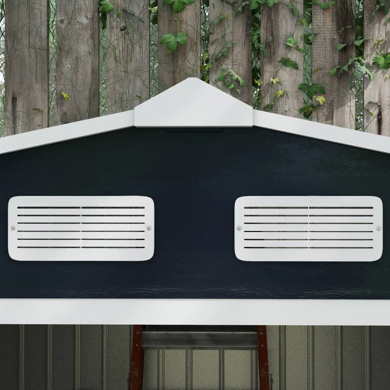 Outsunny 9.1' x 6.4' x 6.3' Garden Storage Shed w/Foundation Kit Outdoor Patio Yard Metal Tool Storage House w/ Double Doors