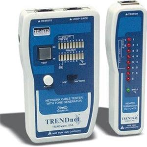 TRENDnet Network Cable Tester, Tests Ethernet, USB And BNC Cables, Accurately Test Pin Configurations up to 300m (984 ft), Local And Remote Testing, Includes BNC To Ethernet Converters, White, TC-NT2