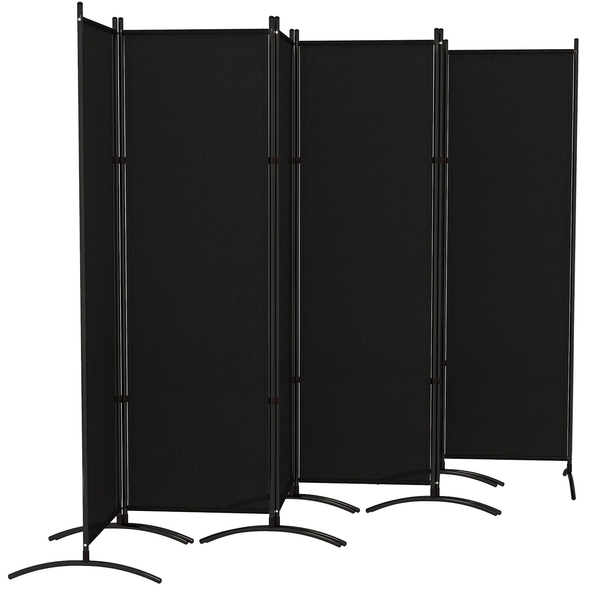 Outsunny 6 Panel Folding Room Divider, UV30+ Privacy Screen, Indoor Outdoor Privacy Panel with Stable Base, Black