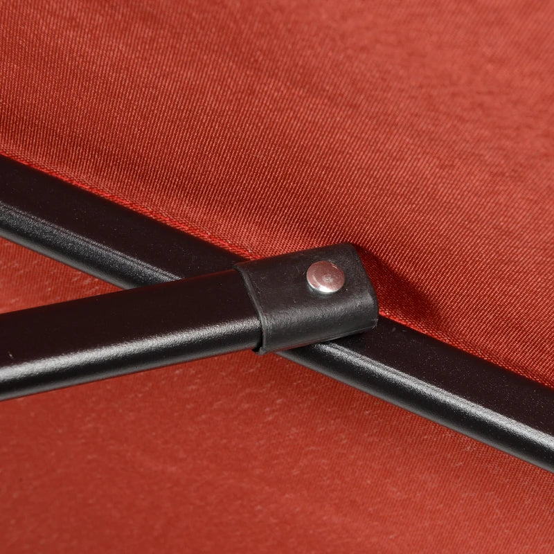 6.6FT Patio Umbrella, Outdoor Parasol with 6 Solid Ribs, Wine Red