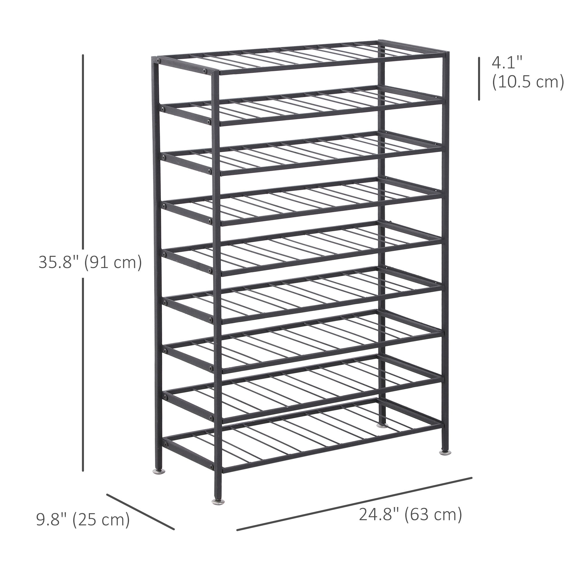 HOMCOM Large Freestanding Wine Rack: 9-Tier 54-Bottle Metal Storage Stand for Home Bar & Cellar Organization