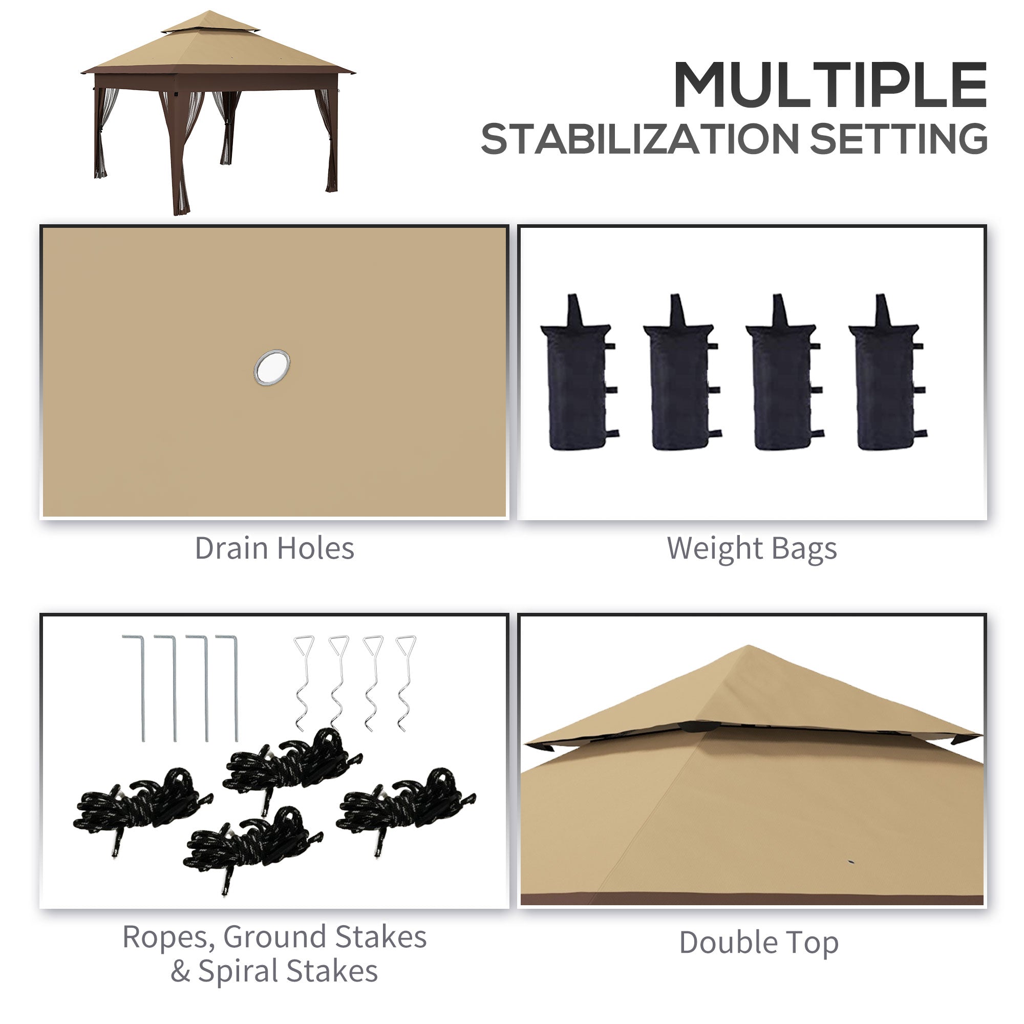 Outsunny 11x11FT Pop Up Canopy with 1-Button Push, Mosquito Netting, Carry Bag, Sandbags, Height Adjustable Instant Shelter