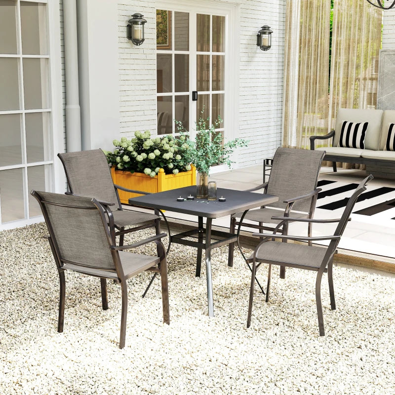 Patio Chairs Set of 4 with Armrest and High Backrest, for Backyard, Balcony, Porch, Poolside, Deck, Garden, Brown