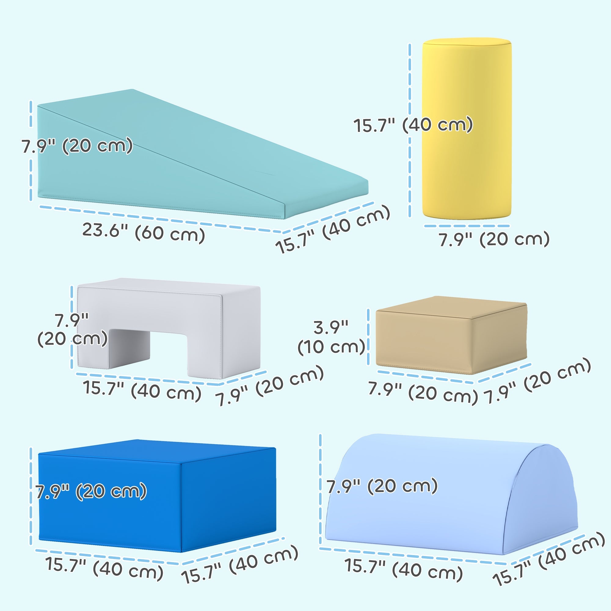 Qaba 6 Piece Soft Play Equipment for Kids 6-72 Months, Yellow and Green