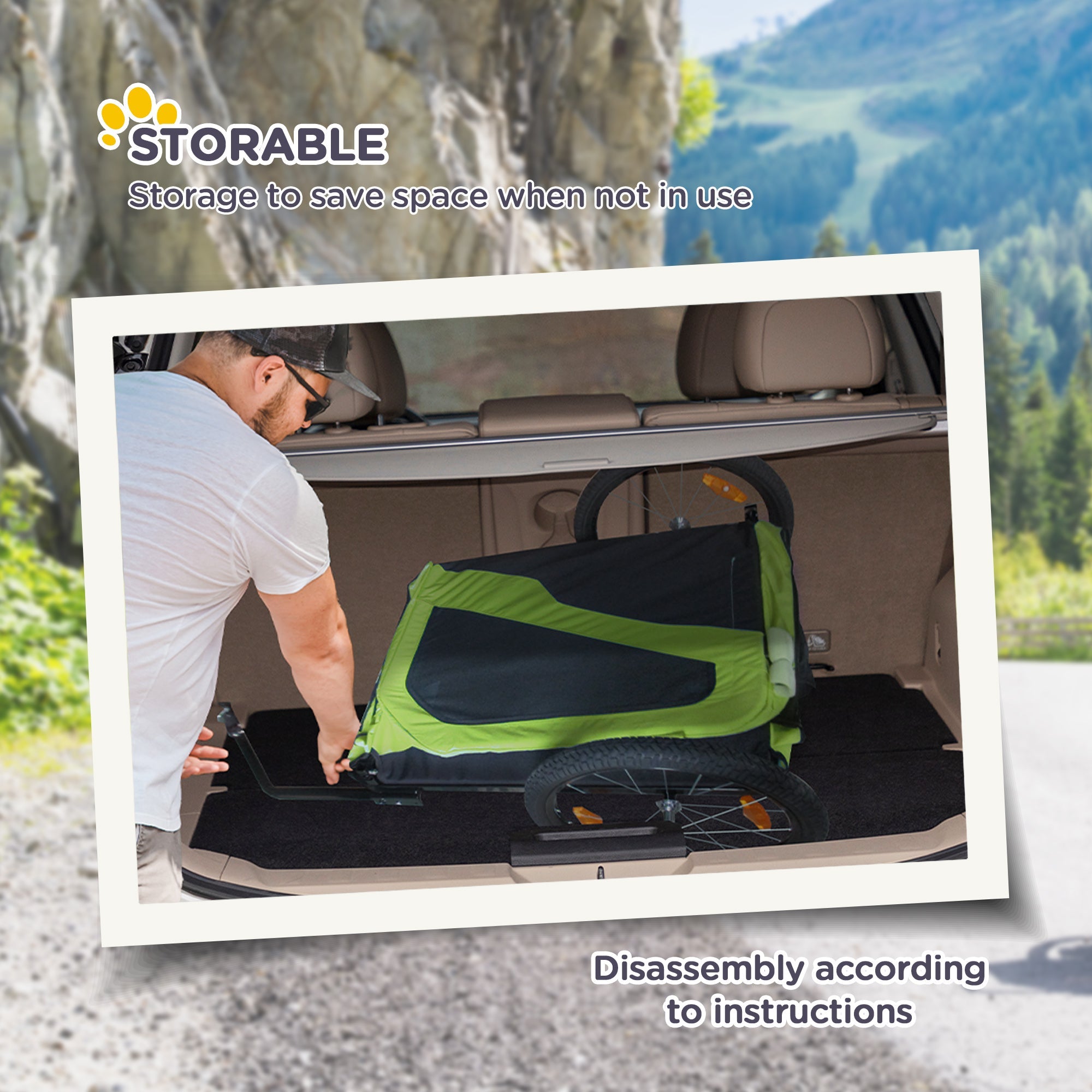 Aosom 2-in-1 Large Green Dog Bike Trailer Pet Carrier Stroller for Cycling Outdoor Travel