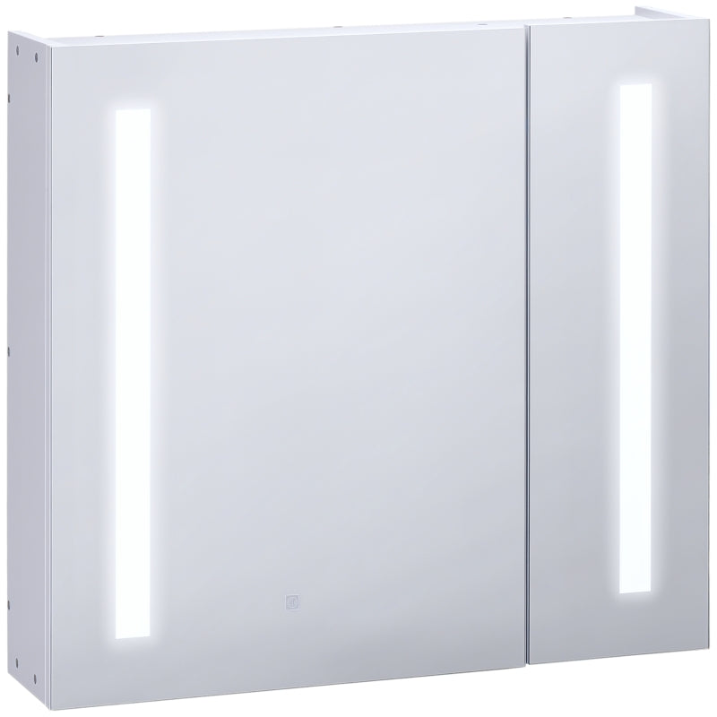 LED Medicine Cabinet with Mirror and Lights, 27.5" x 25.5" Lighted Bathroom Wall Cabinet, Bathroom Mirror Cabinet with Adjustable Shelf, USB Charge, White