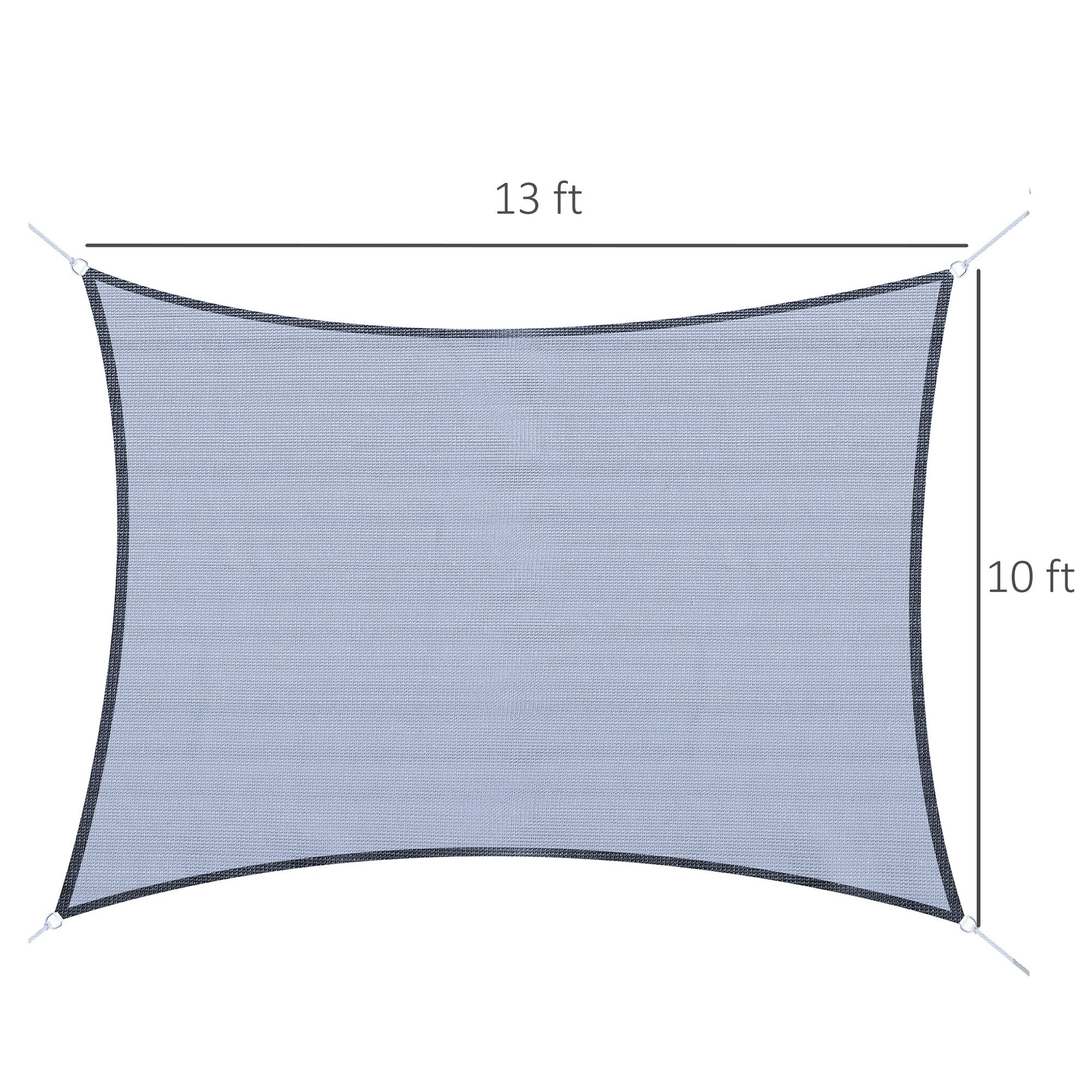 Outsunny Rectangular Sun Shade Sail: 10'x13' UV Protector Outdoor Patio Canopy with Carry Bag, Grey