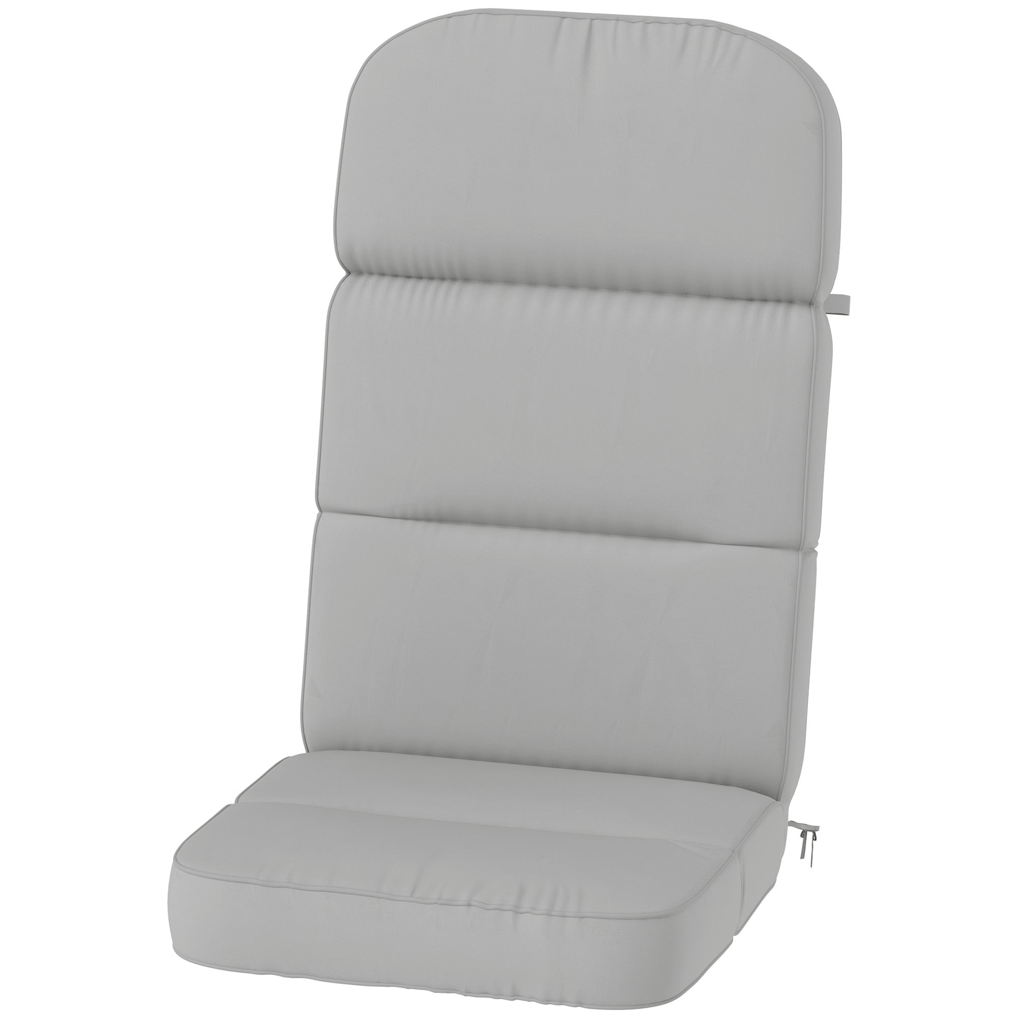 Outsunny Outdoor Seat Cushion with Back, Outdoor Chair Cushion with Ties and Adjustable Strap, UPF 20+Non-Slip Patio Cushion Replacement for Outdoor Chair, Light Grey