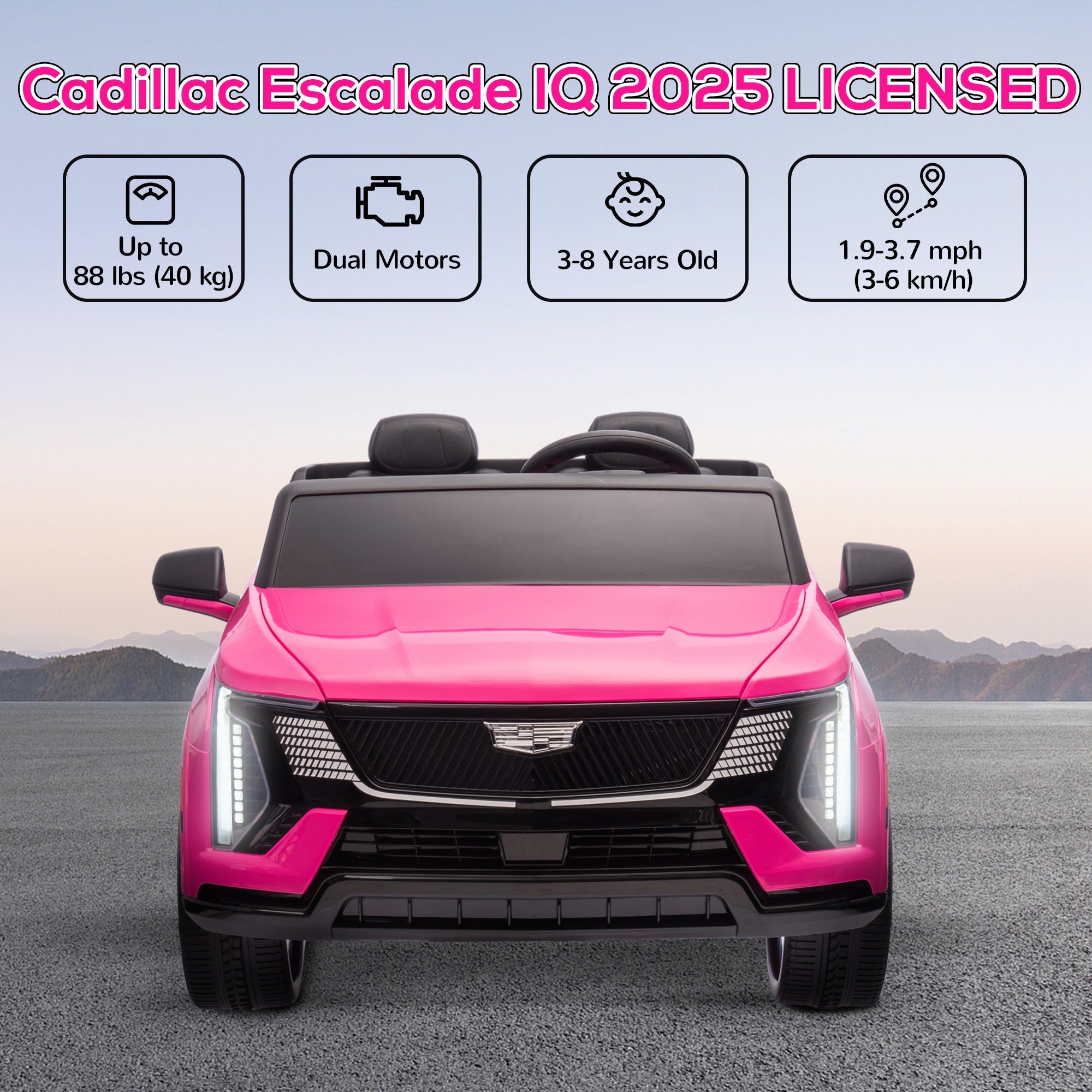 Qaba 2-Seater Ride on Truck, 12V Cadillac Escalade Licensed Kids Electric Car with Remote , Spring Suspension, Pink