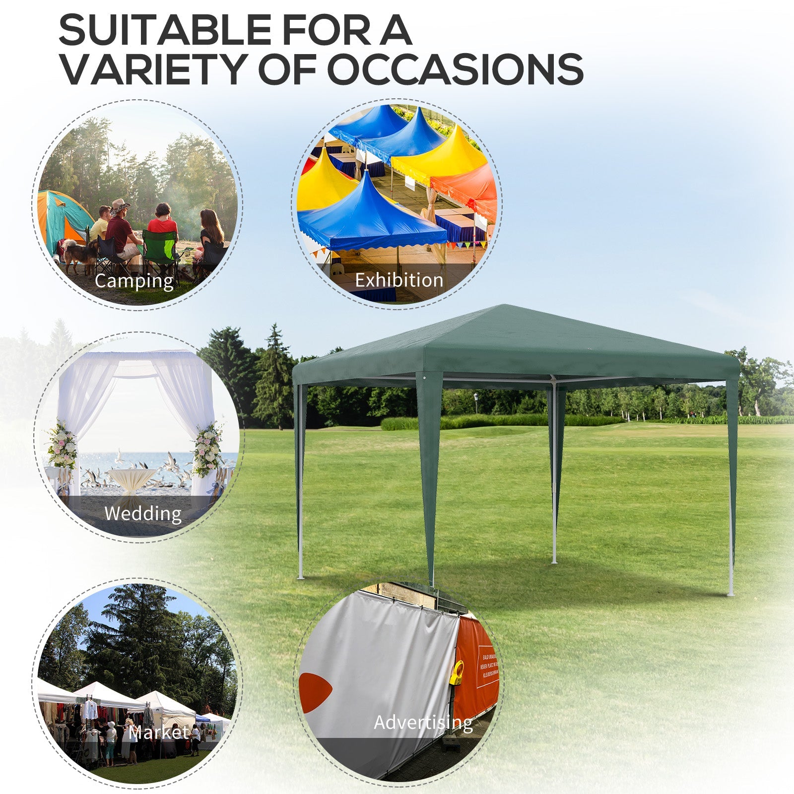 Outsunny Verdant Retreat: 10x10ft Folding Party Tent, Portable Gazebo Outdoor Canopy Garden Sunshade, Green Oasis
