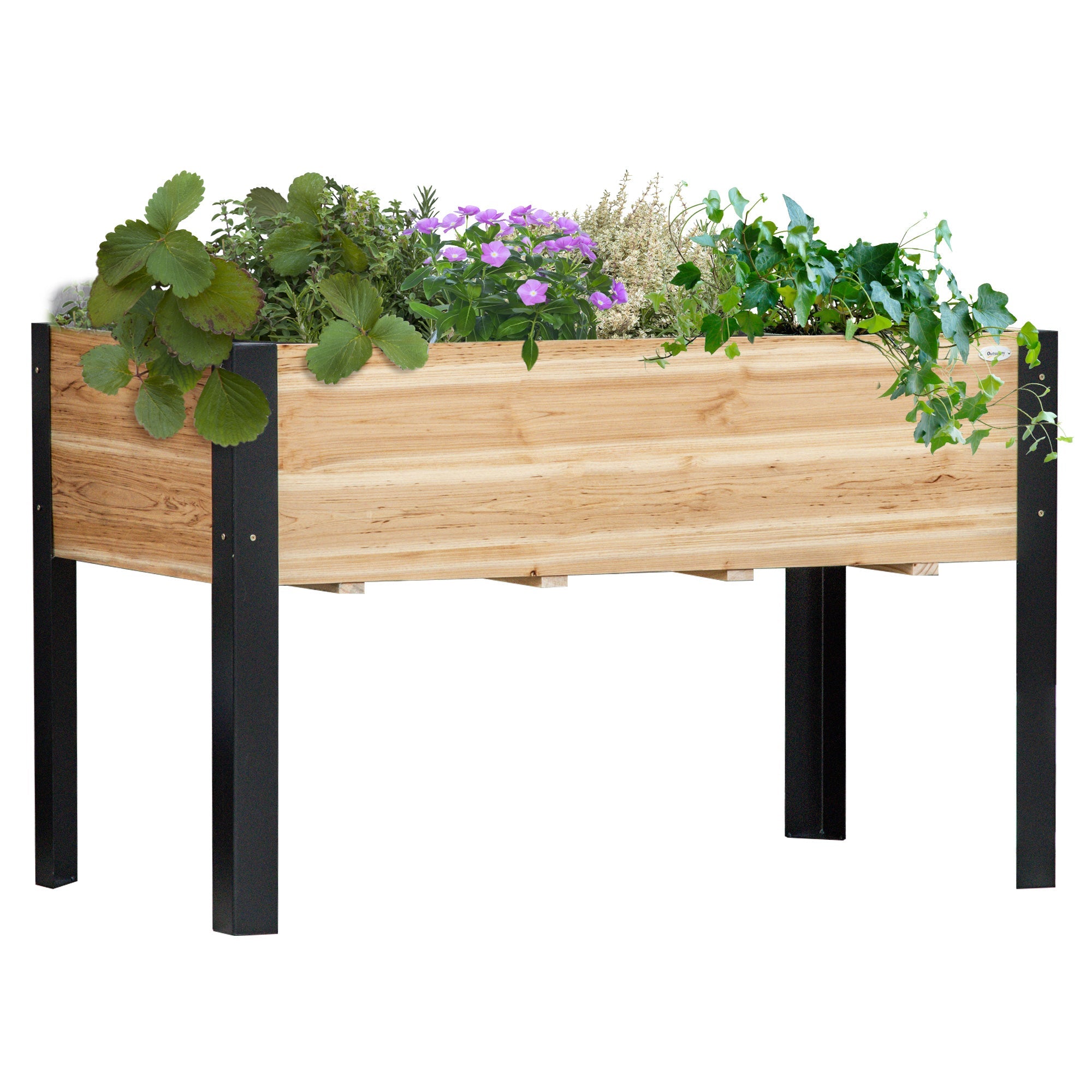 Outsunny Raised Garden Bed 47''x24''x29'' Metal Frame Elevated Planter Box for Vegetables Herbs Flowers Backyard Patio