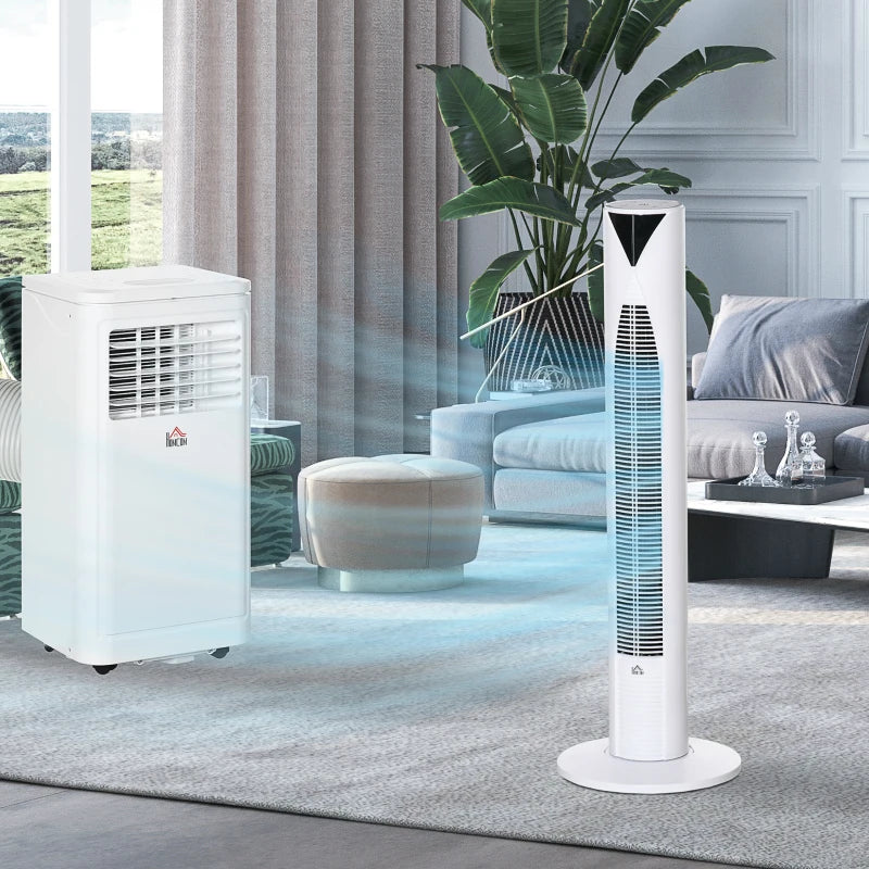 8000 BTU Portable Air Conditioner and Tower Fan Set, 344 Sq. Ft., 3-in-1 Portable AC Unit and Floor Fan with Timer On/off, Remote, Window Kits, White