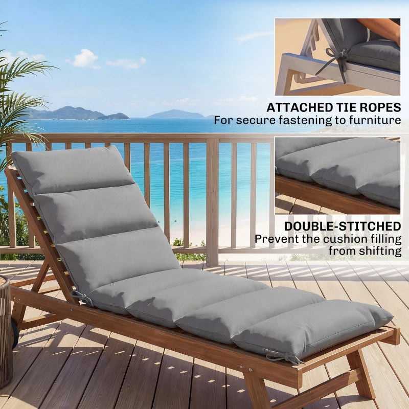 Outdoor Lounge Chair Cushion with Zipper Reversible Chaise Lounge Cushion for Patio Indoor/Outdoor Dark Grey