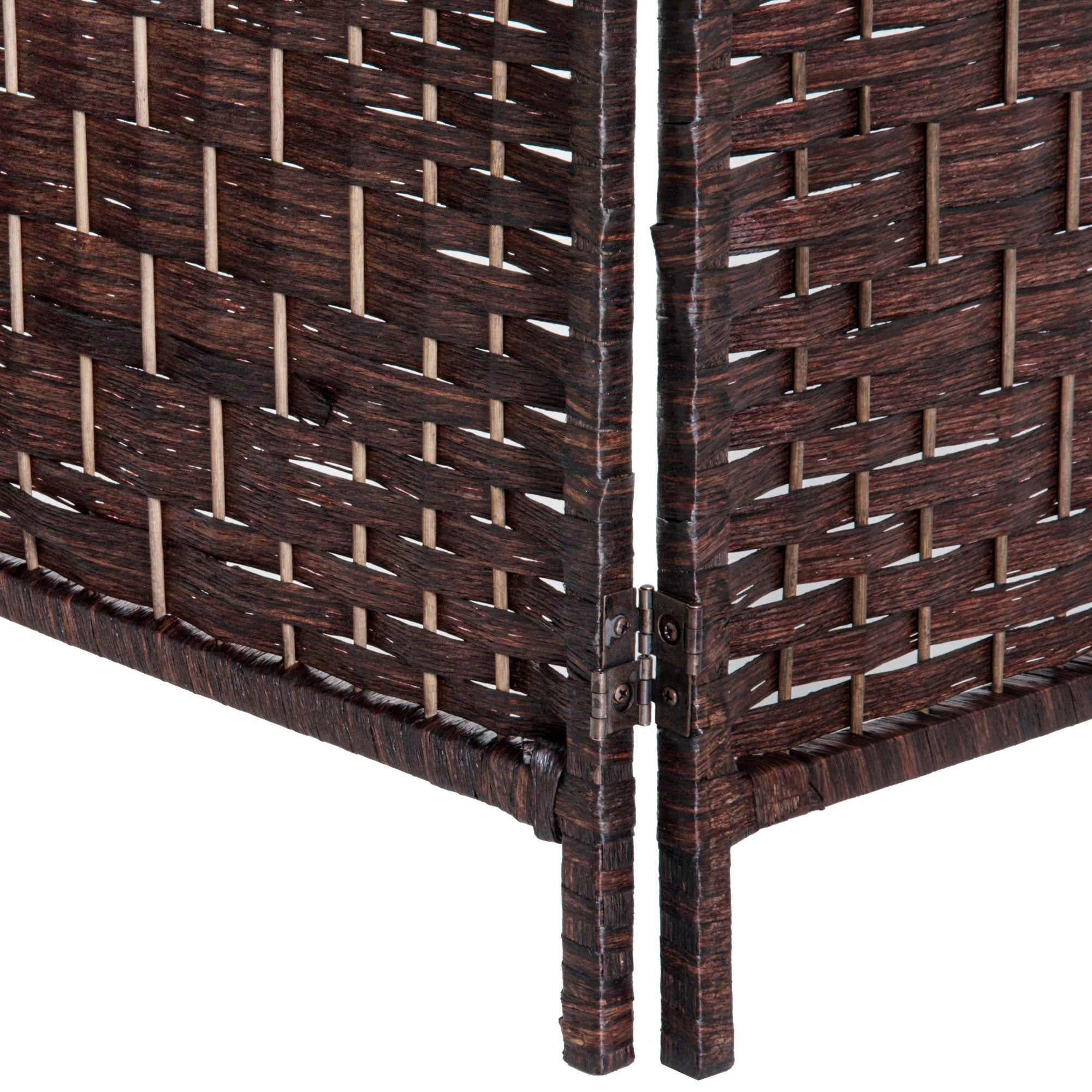 HOMCOM Rustic Charm Room Divider: 3-Panel Folding Wooden Frame Partition for Bedroom/Living Spaces, Warm Brown Tone