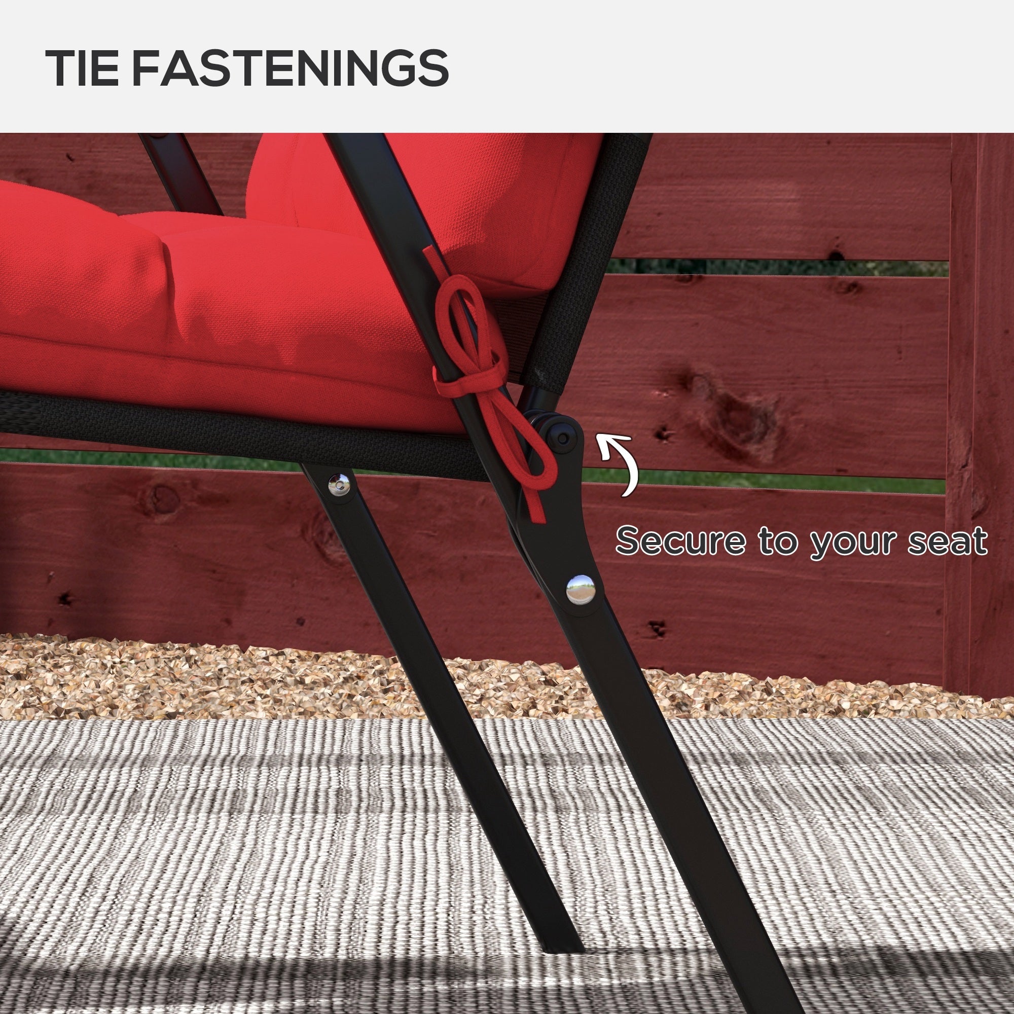 Outsunny Red Button Tufted Patio Chair Cushions 2-Piece Set with Ties for Outdoor Seating Comfort