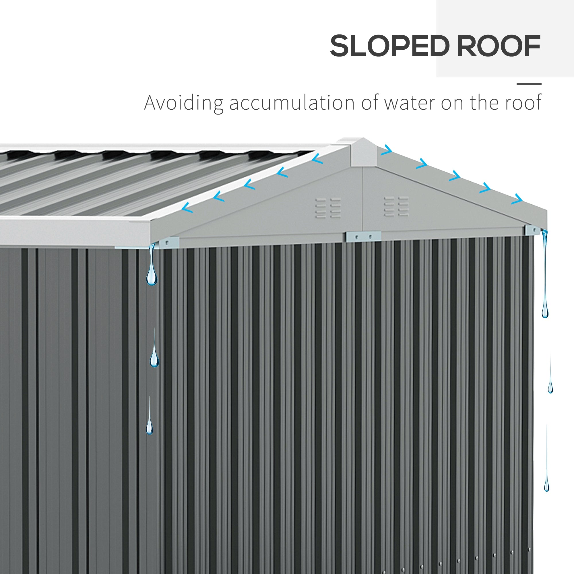 Outsunny 14' x 8' Galvanized Steel Storage Shed, Garden Shed with Lockable Doors, Air Vents for Backyard, Patio and Lawn, Grey