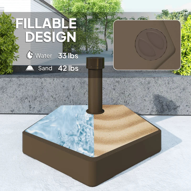 Patio Umbrella Base Holder, Heavy Duty Outdoor Umbrella Stand Base, Poolside, Brown