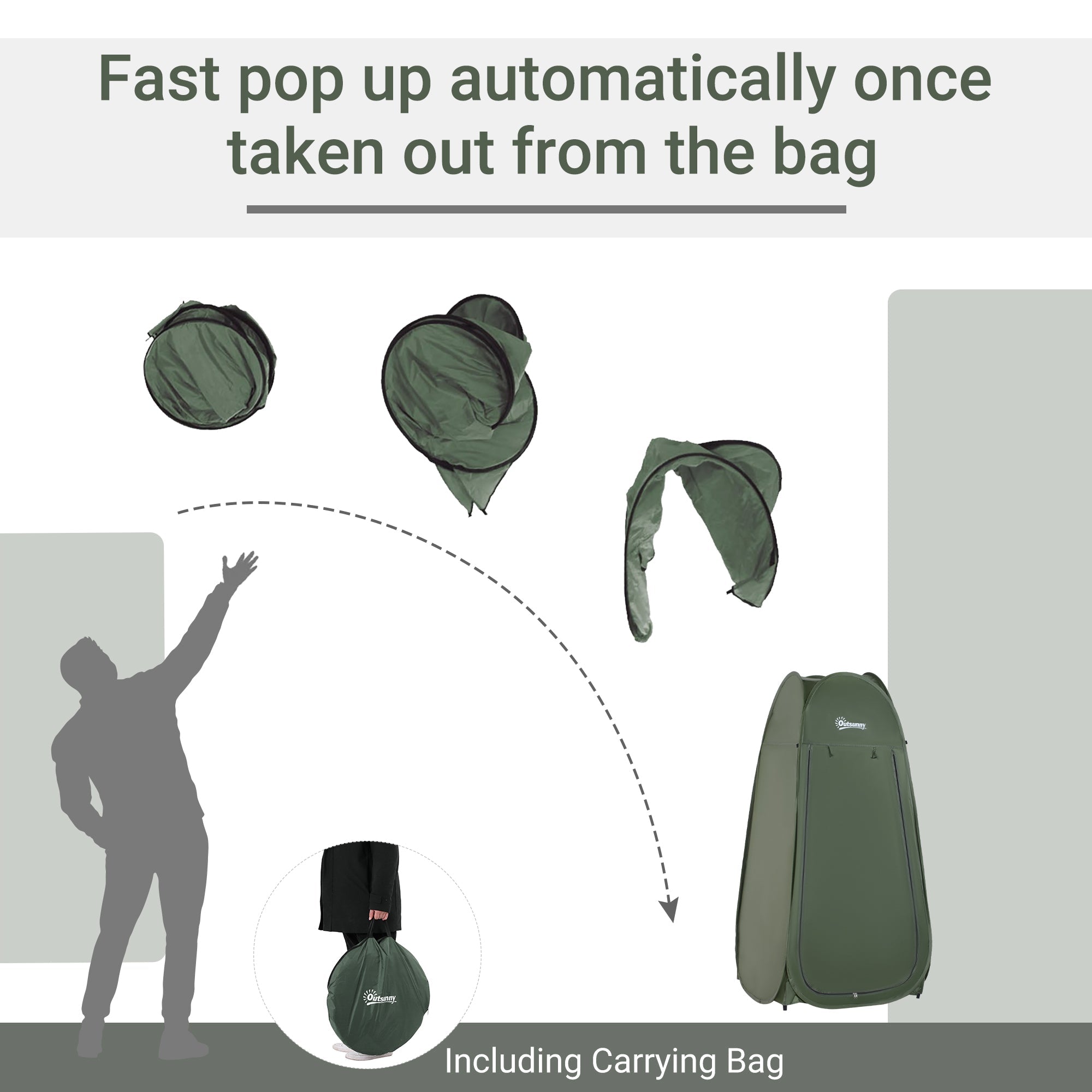 Outsunny Portable Pop Up Camping Shower Tent Dressing Changing Privacy Shelter Green