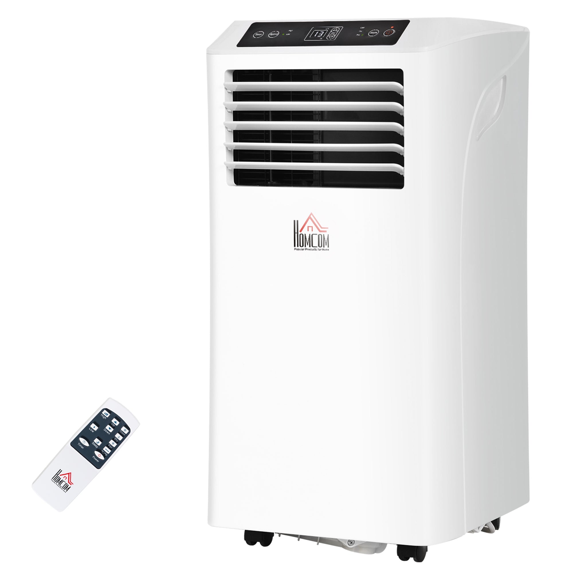 HOMCOM 8000BTU Mobile Portable Air Conditioner with Cooling, Dehumidifier, 2 Speed Fans, 24-Hour Timer for Bedroom, White