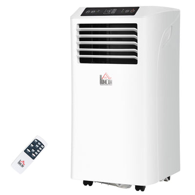 HOMCOM 8000BTU Mobile Portable Air Conditioner with Cooling, Dehumidifier, 2 Speed Fans, 24-Hour Timer for Bedroom, White
