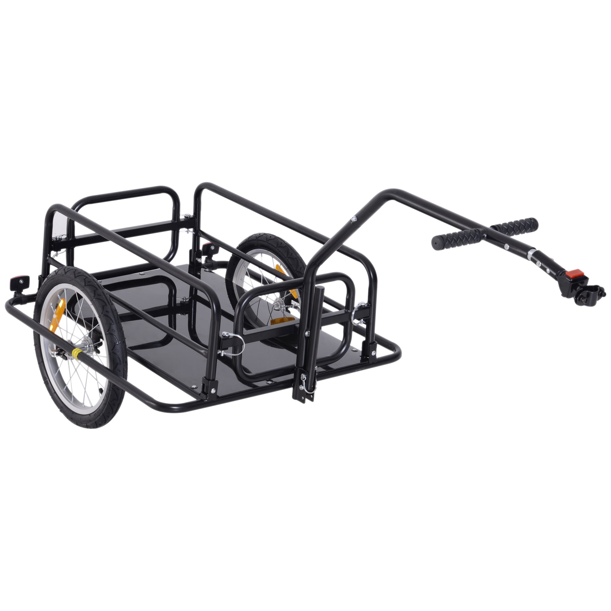 Aosom Folding Bike Cargo Trailer, Utility Bicycle Cart with Hitch, Garden & Patio Tool Carrier, Black