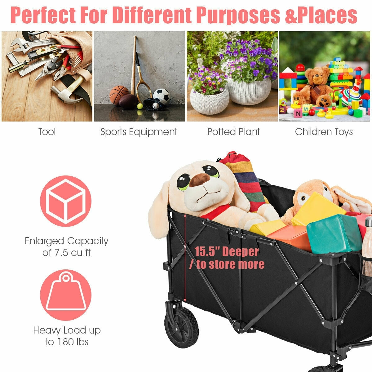 Outdoor Utility Garden Trolley Buggy -BlackÂ