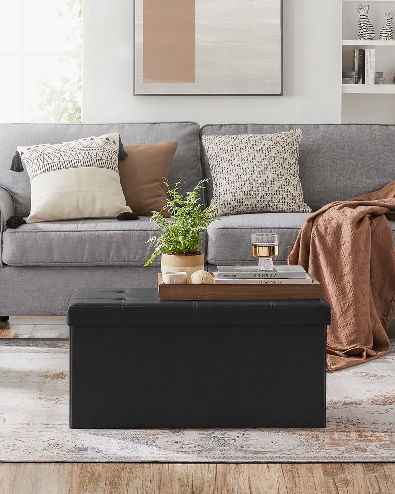 SONGMICS Folding Storage Ottoman Bench