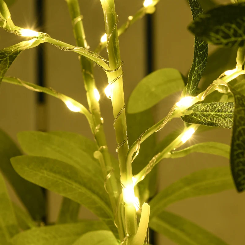 HOMCOM 6FT LED Olive Tree with 300 Warm White Lights, Artificial Light Up Tree for Home, Wedding, Party & Christmas Decor, Green