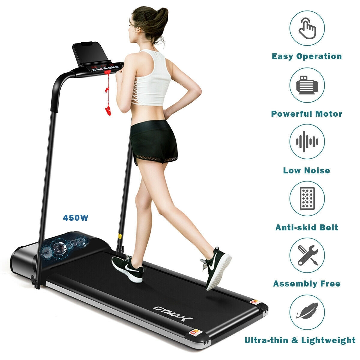 Ultra-thin Electric Folding Motorized Treadmill with LED Monitor Low NoiseÂ