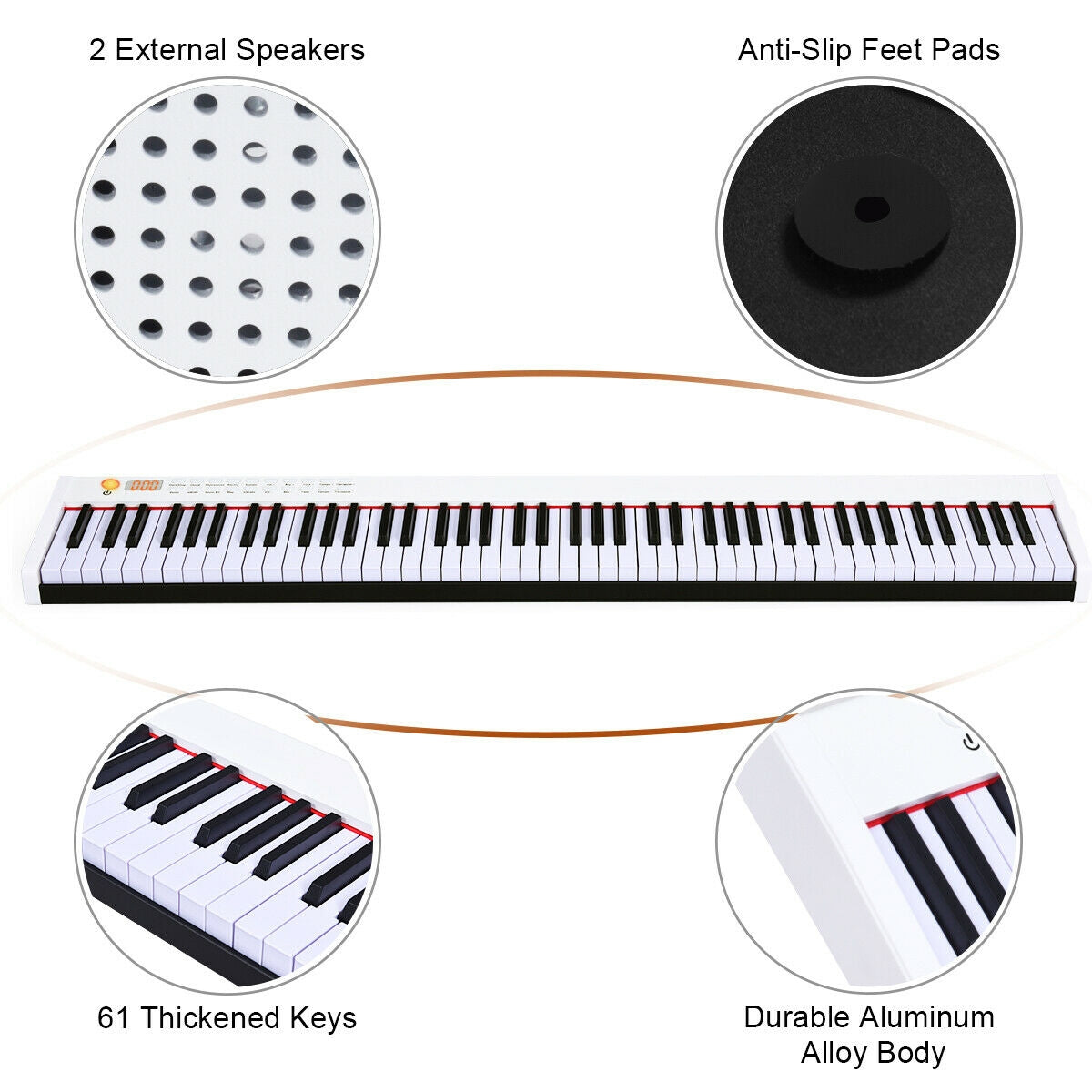 BX-II 88-key Portable Digital Piano with  MP3-WhiteÂ
