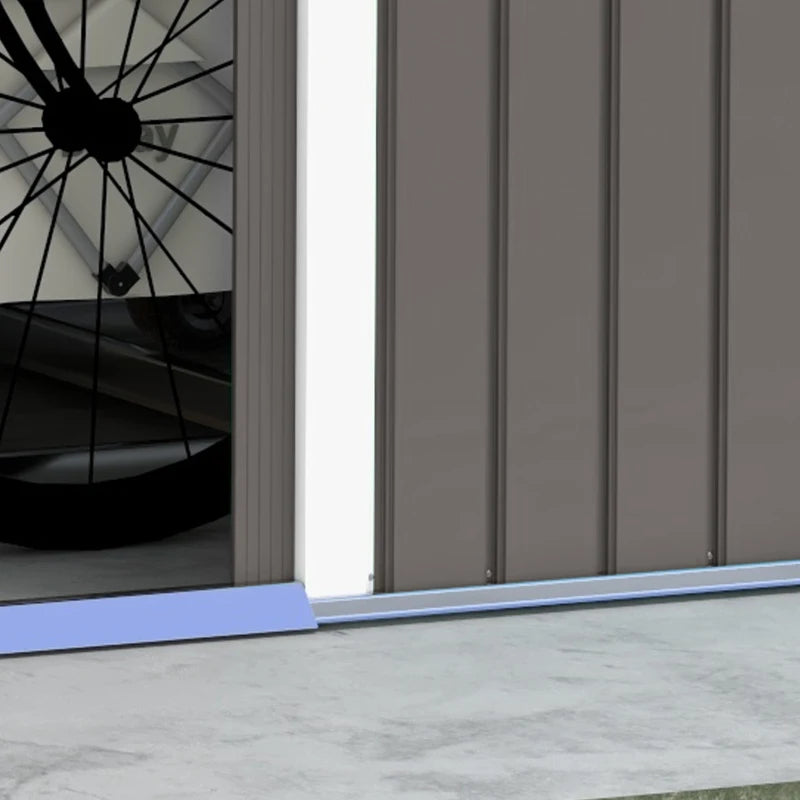 Outsunny 9.1' x 6.4' x 6.3 Garden Storage Shed w/Foundation Kit Outdoor Patio Yard Metal Tool Storage House w/ Double Doors Gray