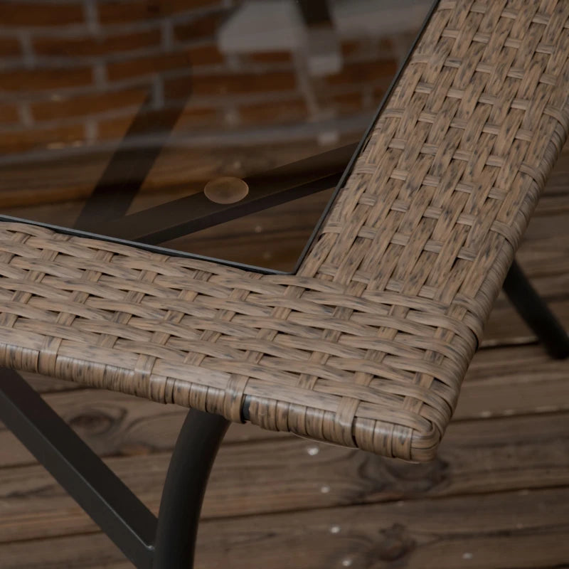 Outsunny 7 Pieces Wicker Patio Dining Set with Cushions, Outdoor PE Rattan Conversation Set with 1 Rectangular Glass Top Table and 6 Chairs, for Patio, Yard, Poolside, Beige