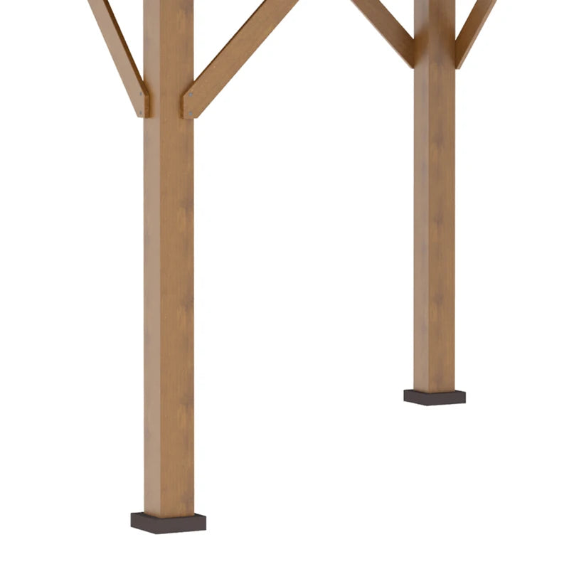 Outsunny 11' x 11' Wood Frame Hardtop Gazebo Galvanized Steel Canopy Outdoor Shelter with Double Vented Roof for Garden, Lawn, Poolside, Black