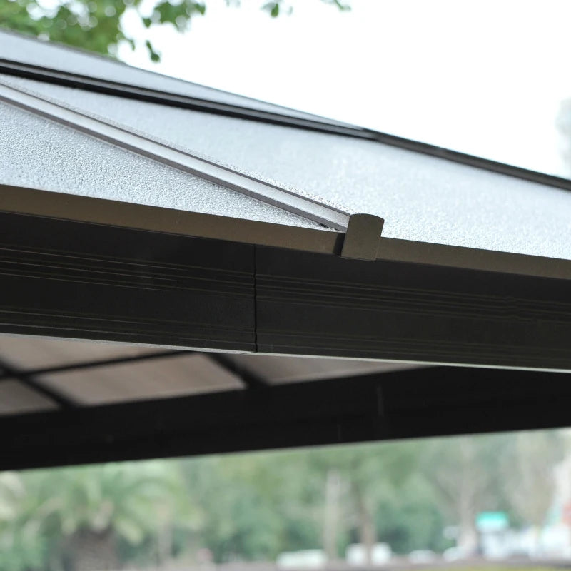 Outsunny 12' x 14' Deluxe Hard Top Patio Gazebo Canopy Garden Aluminum Shelter with Curtains and Mosquito Netting