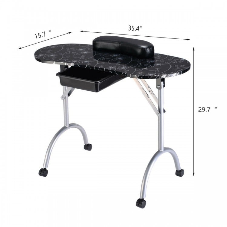 Manicure Nail Table Portable Station Desk Spa Beauty Salon Equipment 2 Color-Black