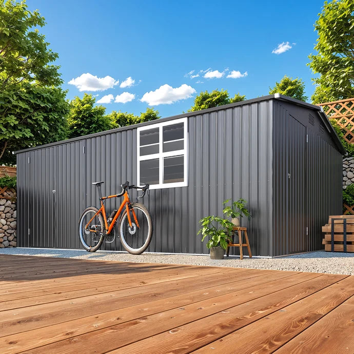 16' x 12' Outdoor Metal Storage Shed with Windows – Large 12x16 Utility Shed
