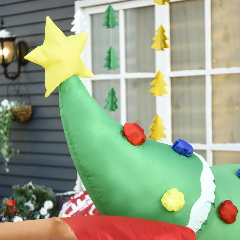 HOMCOM 6FT Inflatable Christmas Santa Claus Driving Truck, LED Lighted Blow Up Outdoor Yard Decoration for Holiday Display