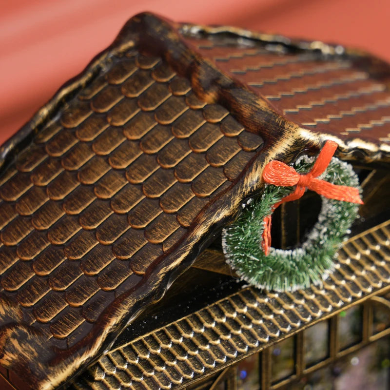 HOMCOM Musical Christmas Snow Globe Lantern with Lights & Swirling Glitter, Holiday Party Gift, Bronze